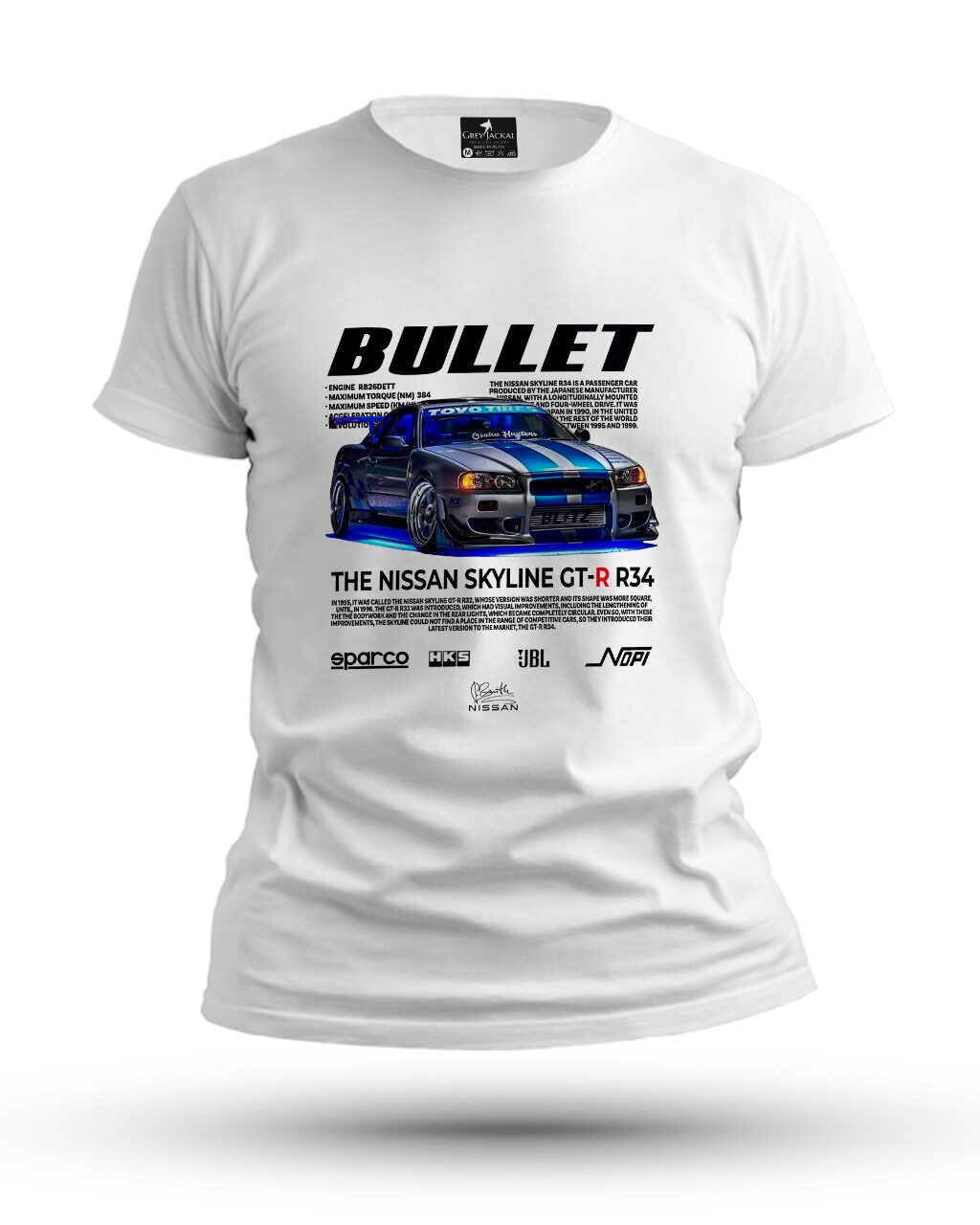 Nissan Skyline GT-R R34 Bullet Premium Graphic T-Shirt – No Ordinary Tee, Maximum Impact - Image 3