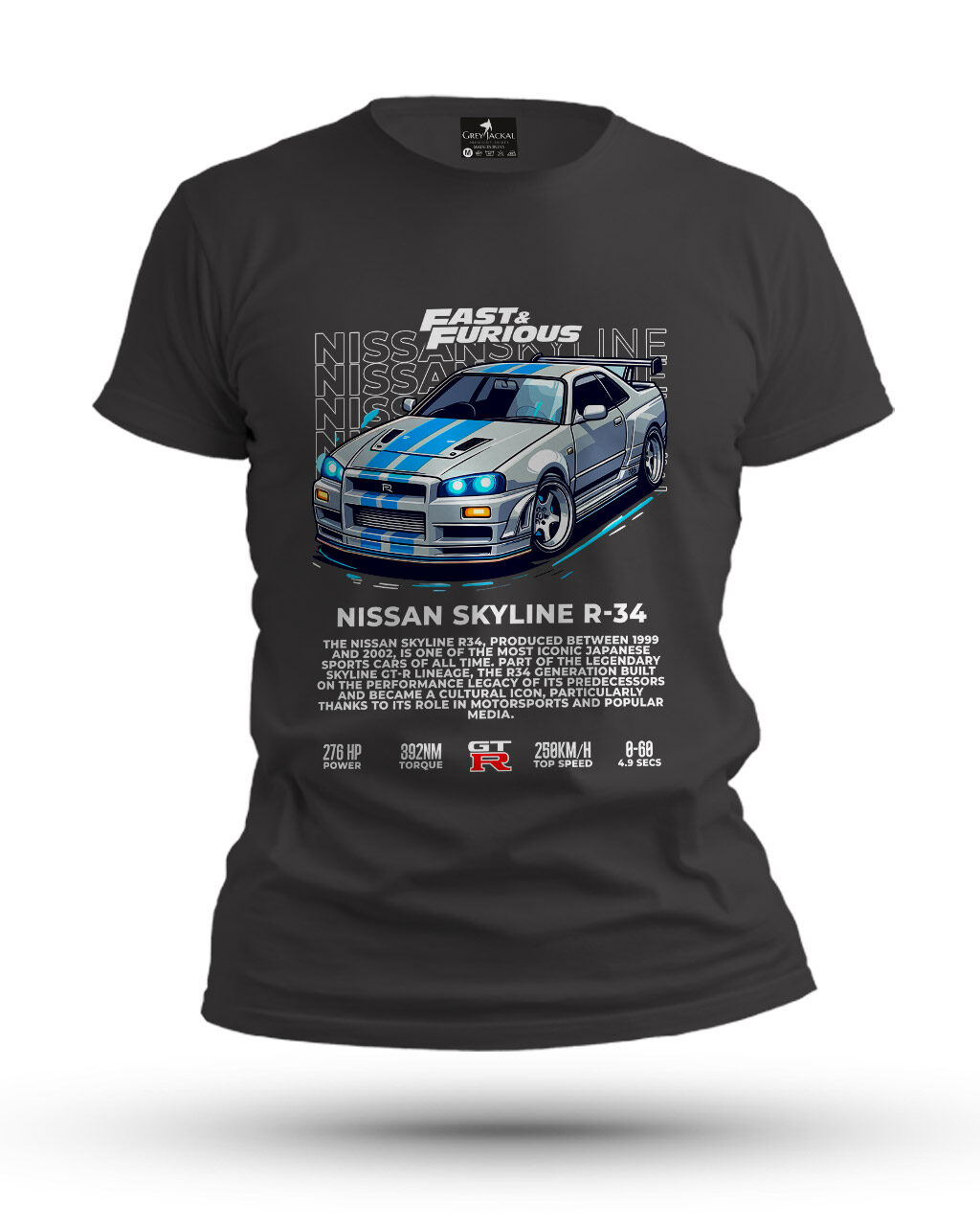 Nissan Skyline R34 Fast Furious Premium Graphic T-Shirt – No Ordinary Tee, Maximum Impact - Image 4
