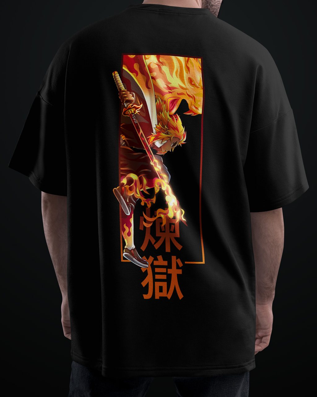 Rengoku Flame Hashira Premium Anime Oversized T-Shirt – Avoid Boring 1 Fits - Image 2