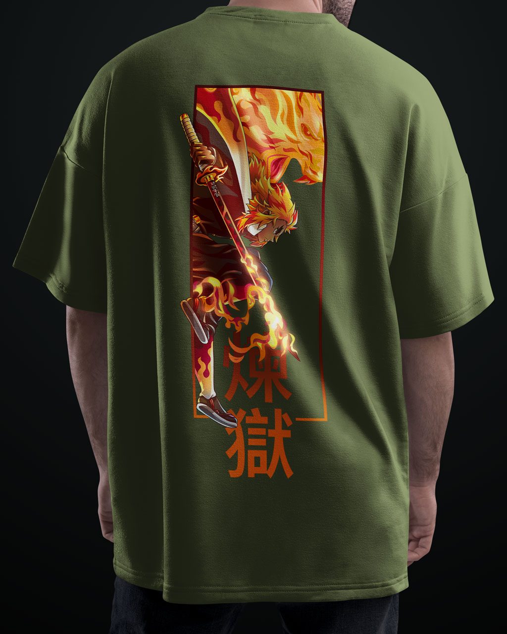 Rengoku Flame Hashira Premium Anime Oversized T-Shirt – Avoid Boring 1 Fits - Image 10