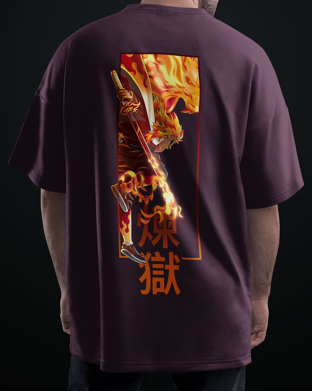 Rengoku Flame Hashira Premium Anime Oversized T-Shirt – Avoid Boring 1 Fits - Image 6