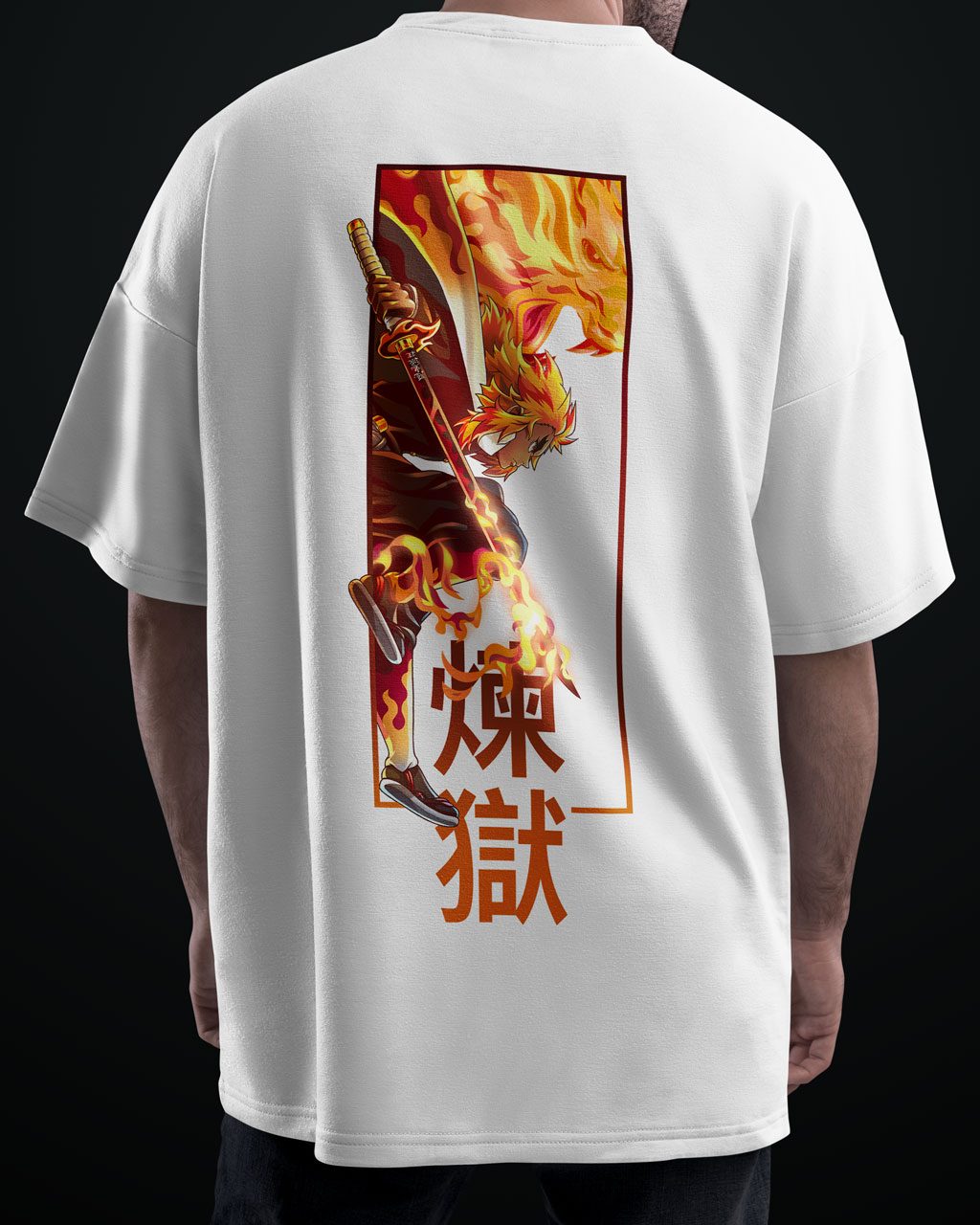 Rengoku Flame Hashira Premium Anime Oversized T-Shirt – Avoid Boring 1 Fits - Image 8