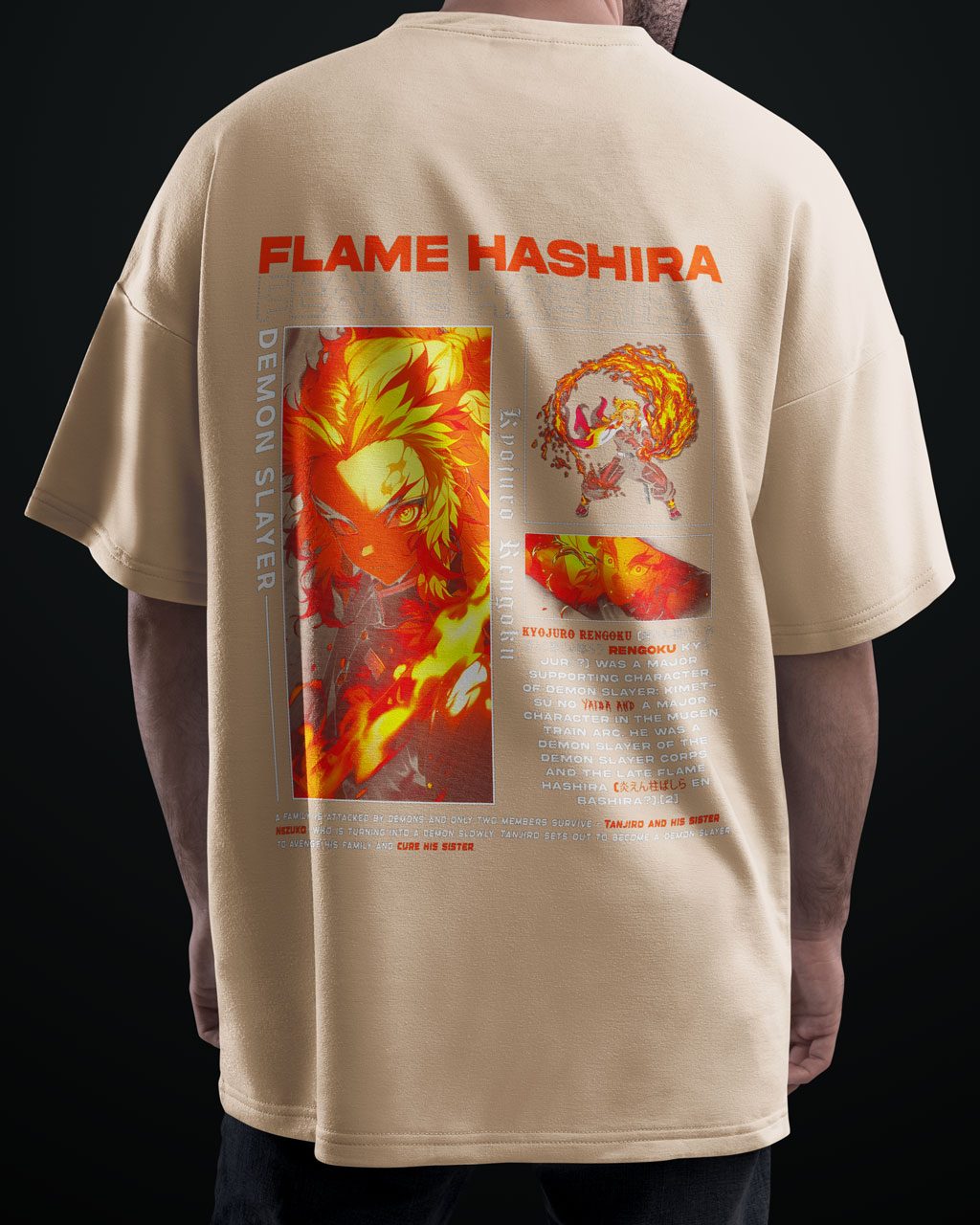 Flame Hashira Demon Slayer Premium Anime Oversized T-Shirt – Avoid Boring Fits - Image 8
