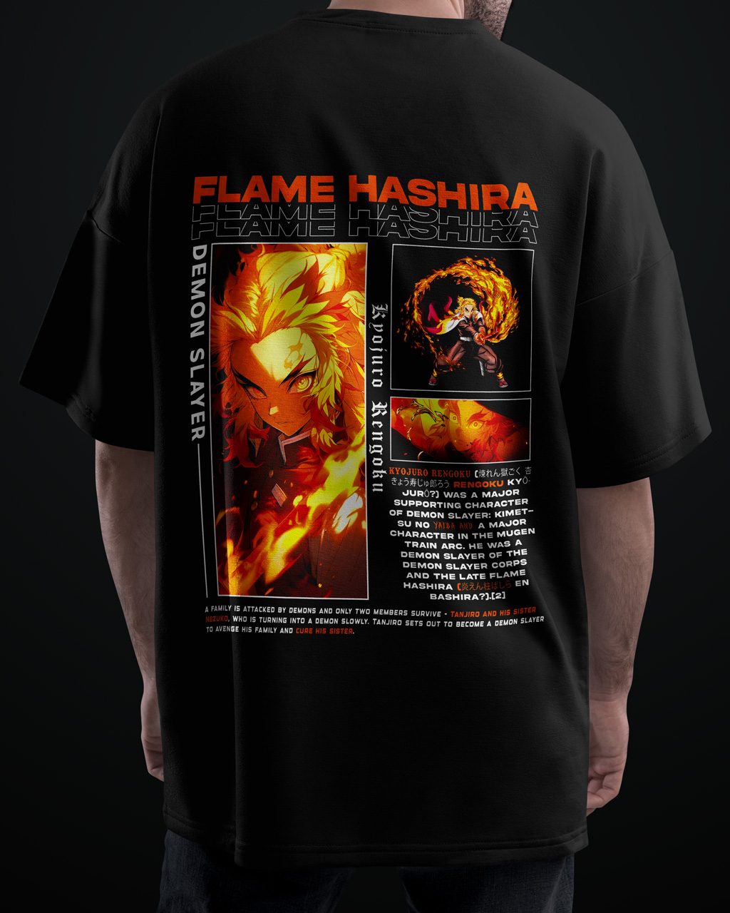 Flame Hashira Demon Slayer Premium Anime Oversized T-Shirt – Avoid Boring Fits - Image 10