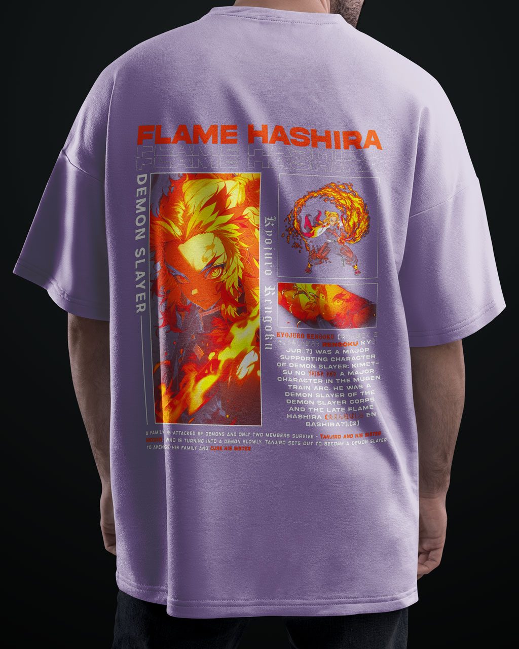 Flame Hashira Demon Slayer Premium Anime Oversized T-Shirt – Avoid Boring Fits - Image 4