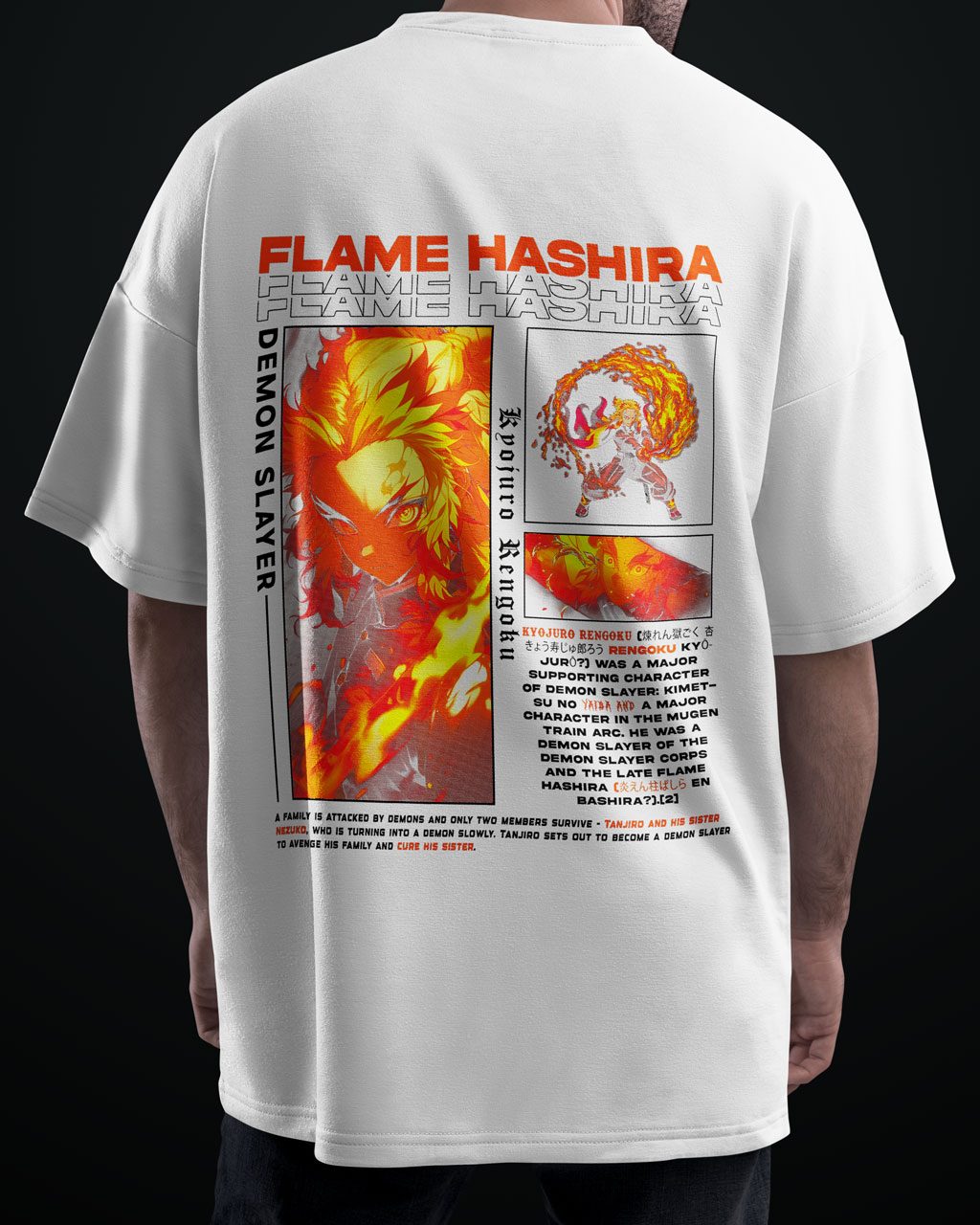 Flame Hashira Demon Slayer Premium Anime Oversized T-Shirt – Avoid Boring Fits - Image 6